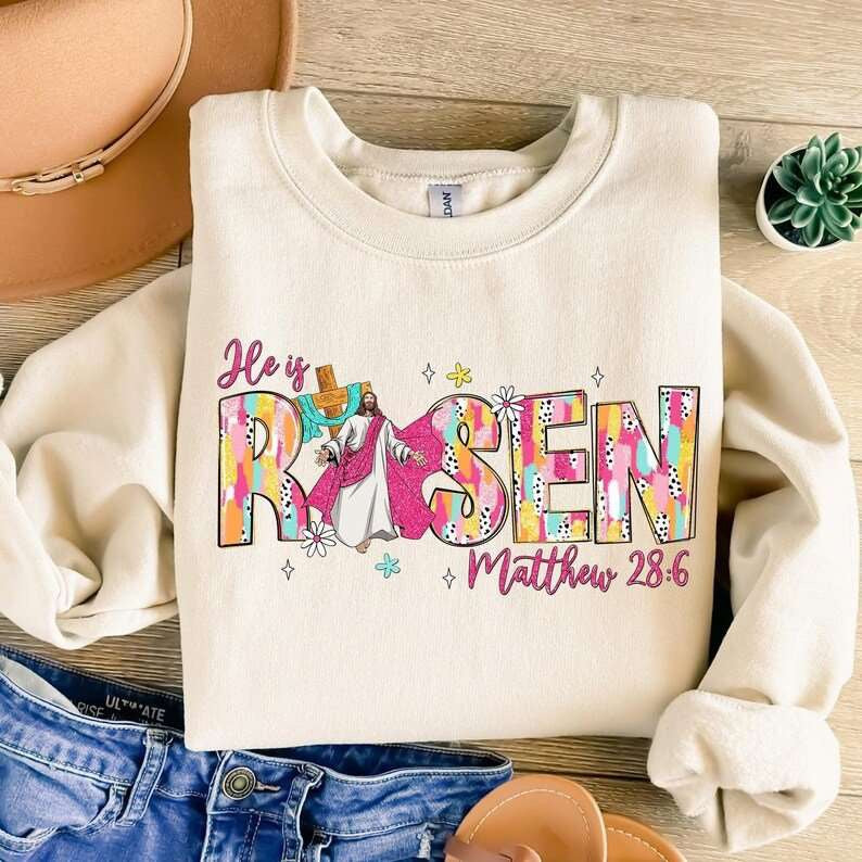 He is risen brushstroke font 77663 DTF transfer