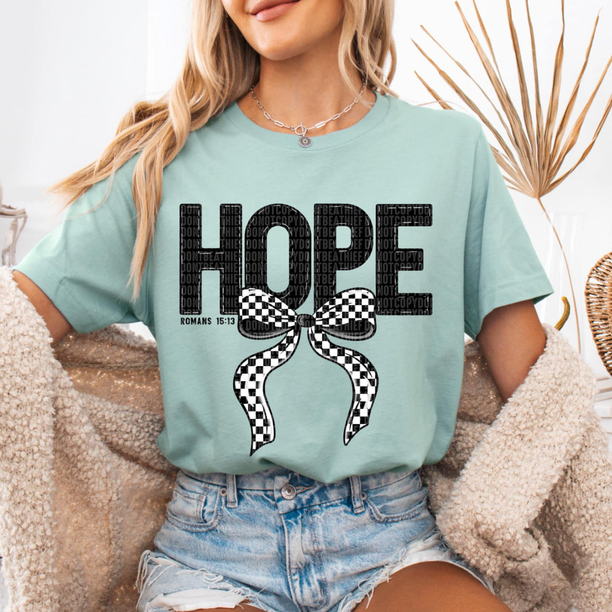 Hope checkered bow (SDD) 87725 DTF transfer