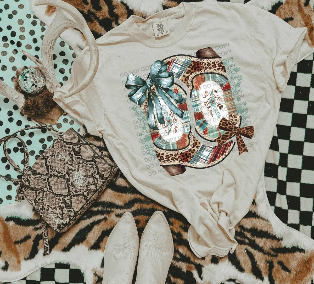 Plaid and Leopard boots SCG DTF transfer