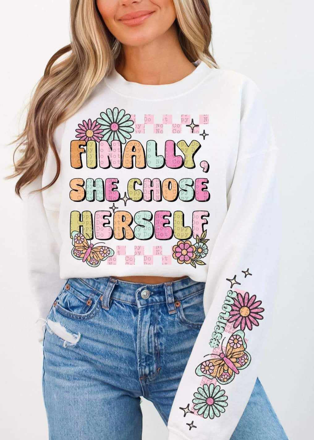 Finally she chose herself FRONT ONLY 67767 DTF transfer