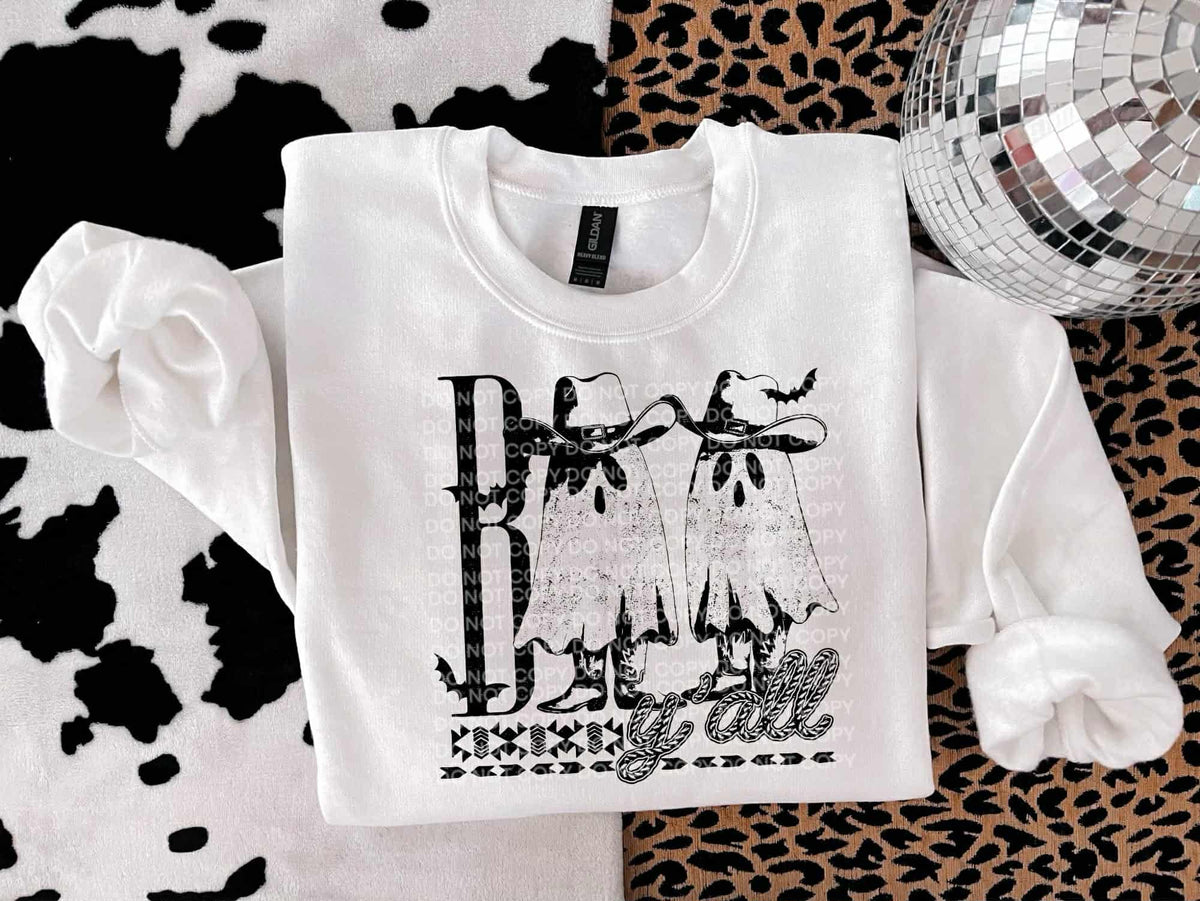 Boo Yall Cowboy ghosts BLACK SCG DTF transfer