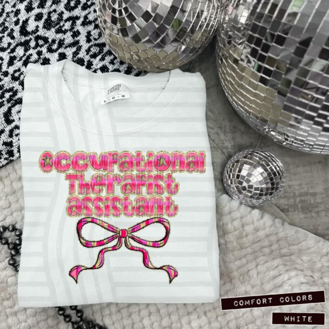 Occupational therapist assistant pink with bow (Caplinger) 100655 DTF transfer