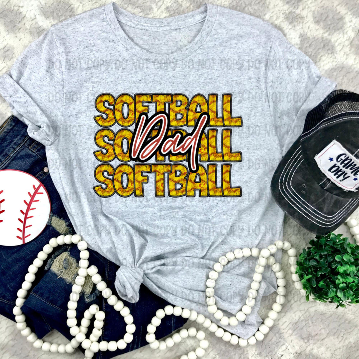 Softball dad stacked red font (REVEL) 91196 DTF transfer