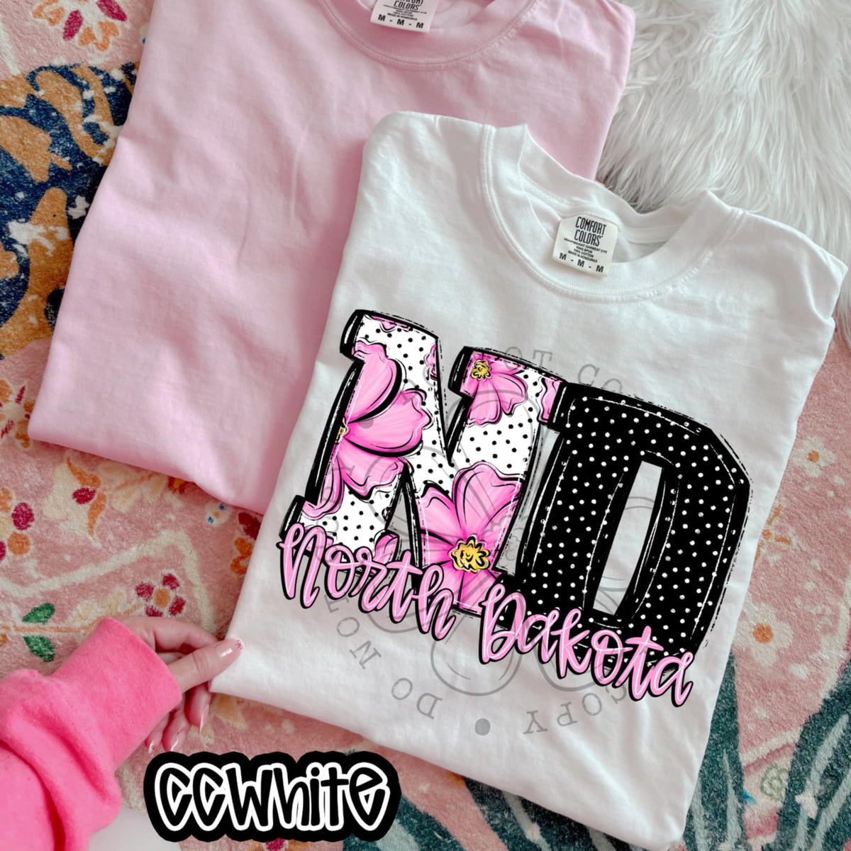 ND North Dakota pink flowers (SWD) 94524 DTF transfer