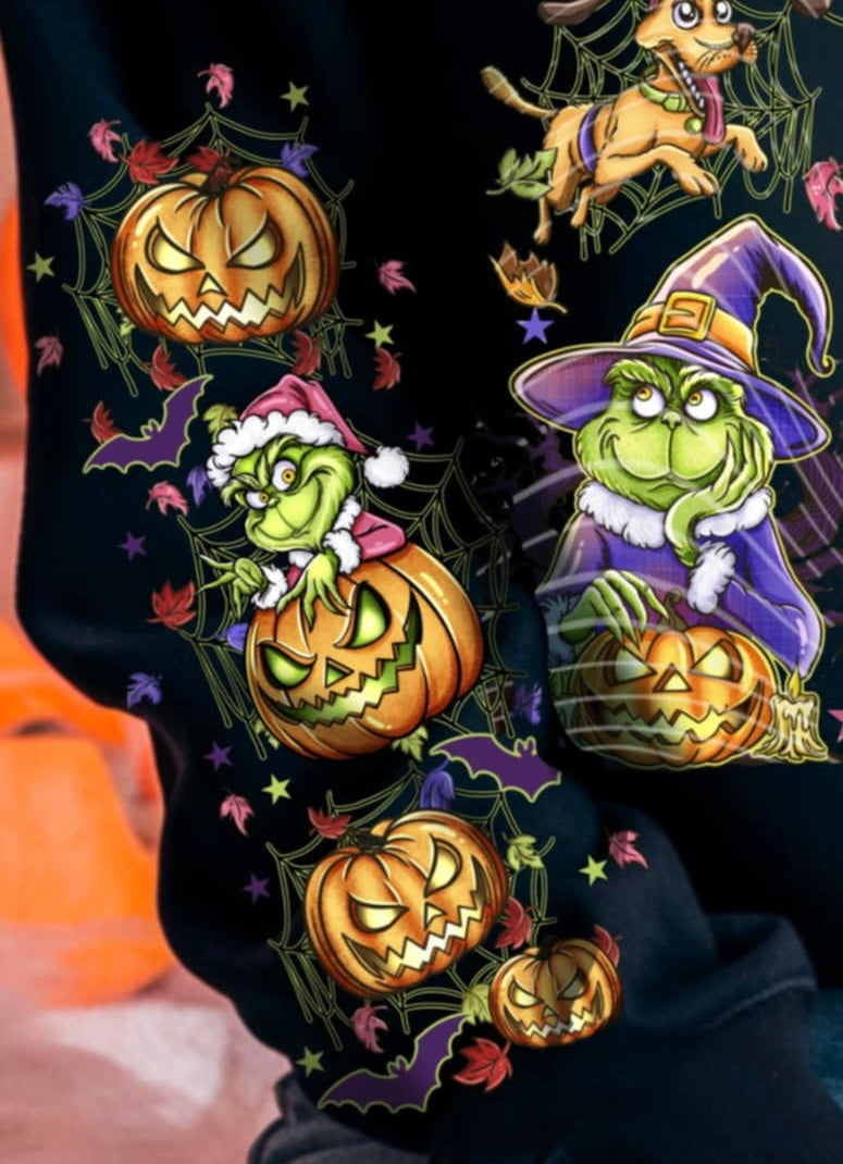 Green Guy Halloween collage SLEEVE AG DTF transfer
