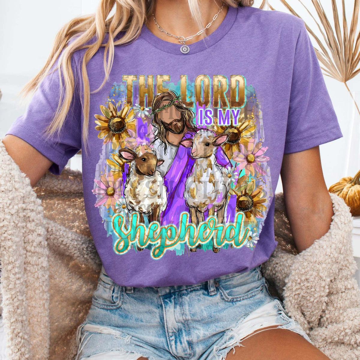 The lord is my shepherd Jesus and lambs Sunday Special DTF transfer