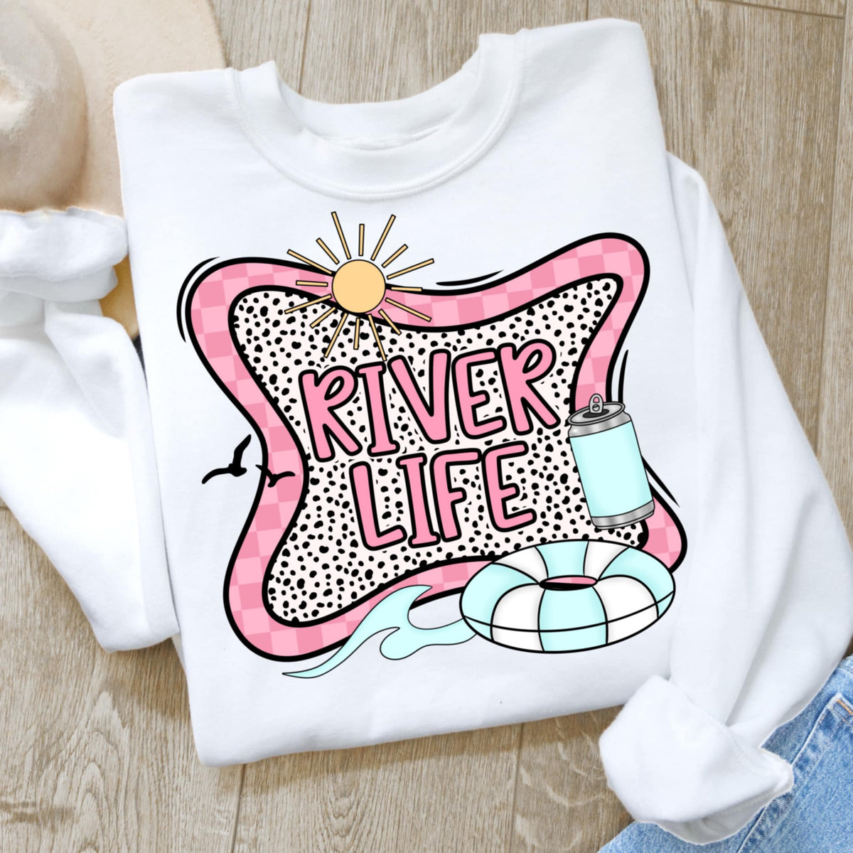 River life pink border (CMD) 97815 DTF transfer
