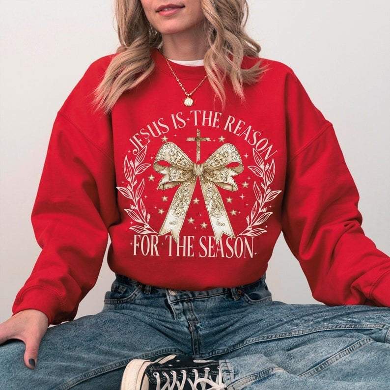 Jesus is the reason for the season gold bow 50969 DTF transfer