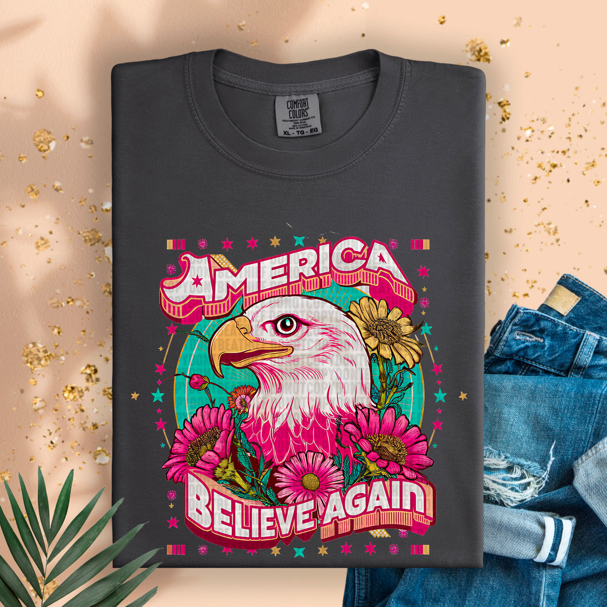 America believe again pink font 95198 DTF transfer