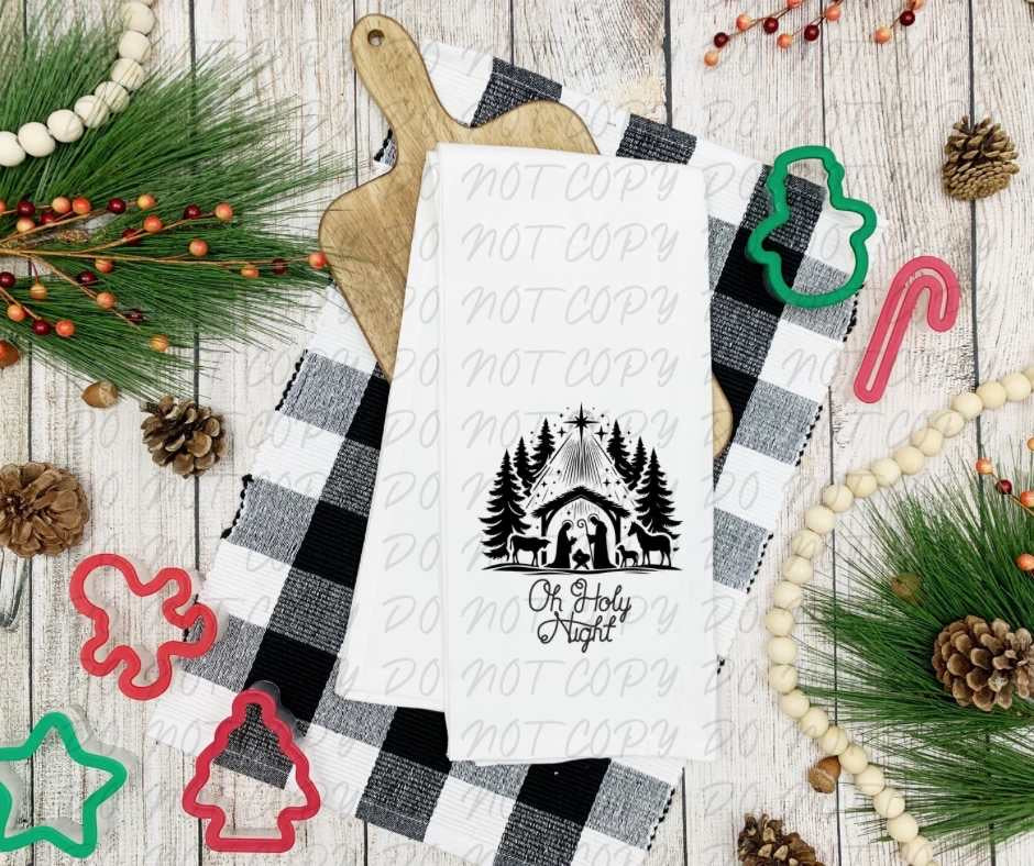 O holy night nativity black (VINTAGE) 64104 DTF transfer