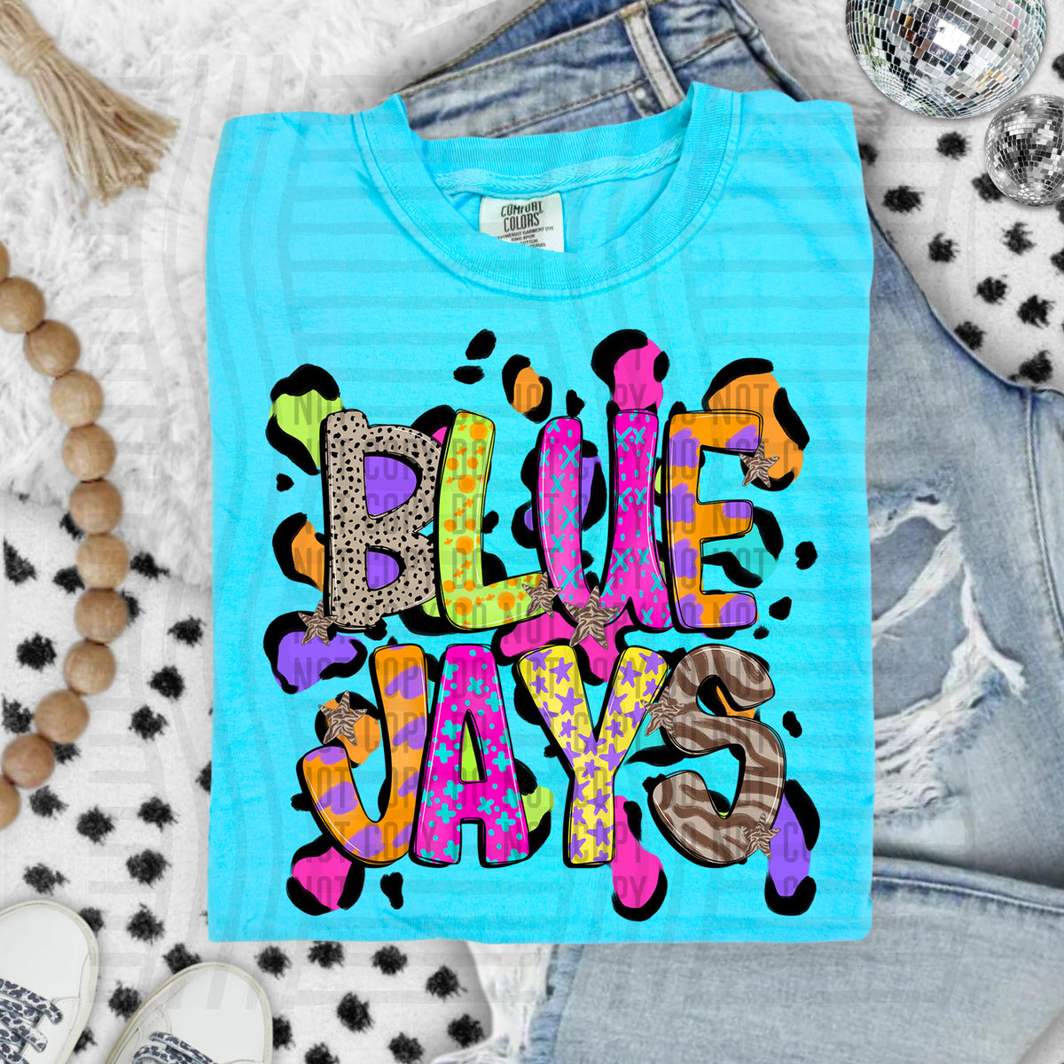 Blue jays Funky Mix Up Leopard Mascot (Caplinger) DTF transfer