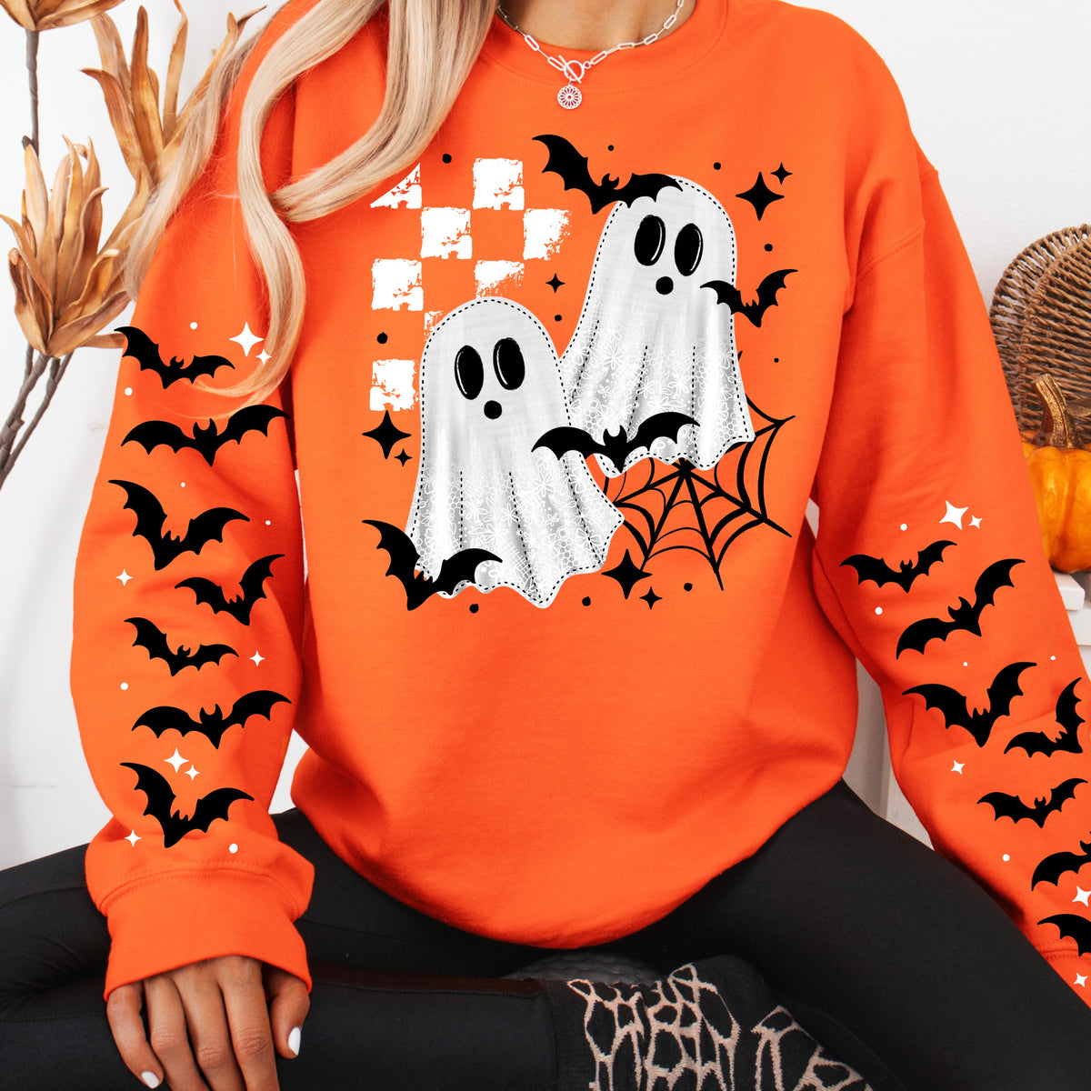 Lace ghosts with bats (front only) (CSC) DTF Transfer