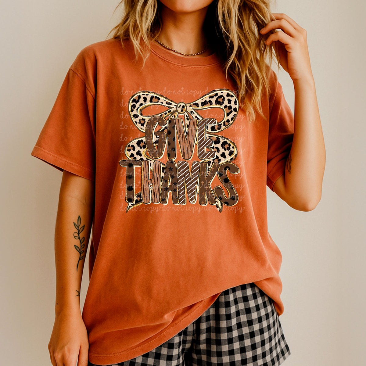 Give Thanks Leopard Bow 116750 DTF Transfer