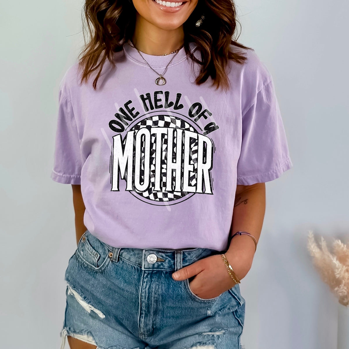 One Hell Of a Mother checker circle scarlow 110314 DTF transfer