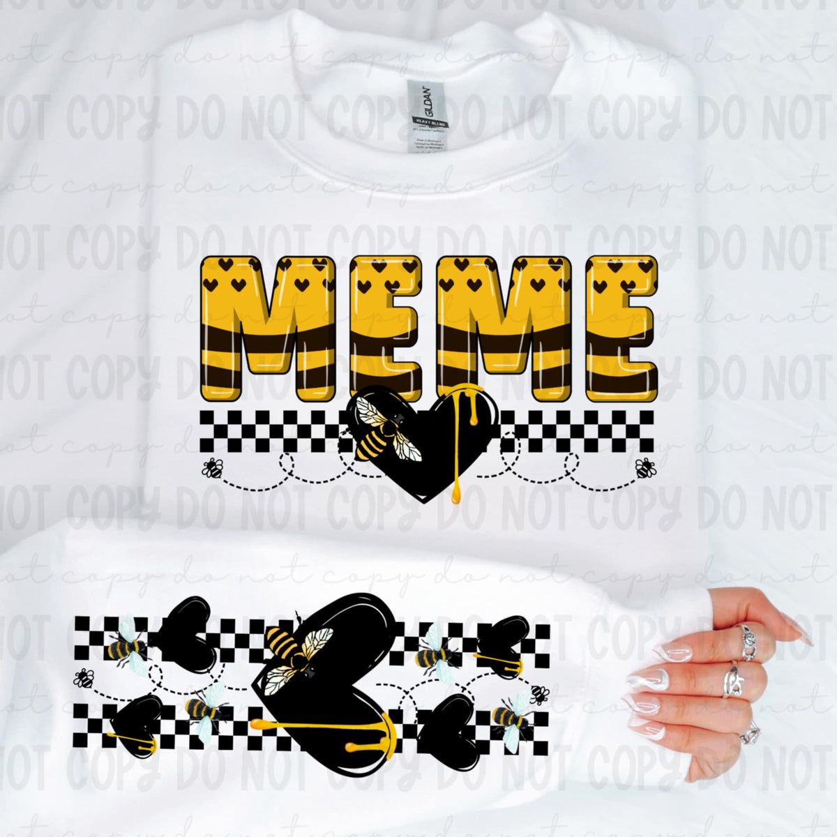 Meme honey bee patterned FRONT (REVEL) 91253 DTF transfer