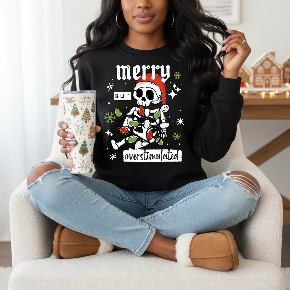 Merry Overstimulated Skellie (white) (csc) DTF Transfer