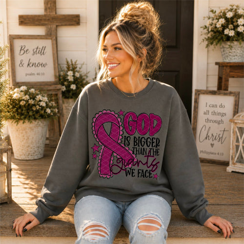 God is bigger than the giants we face MAGENTA  ribbon (SDD) DTF Transfer