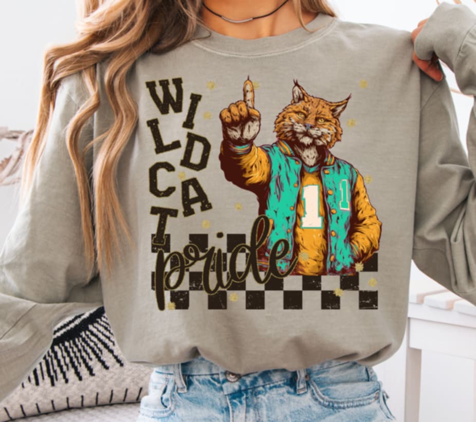 Wildcat Pride mascot (s&g) DTF transfer