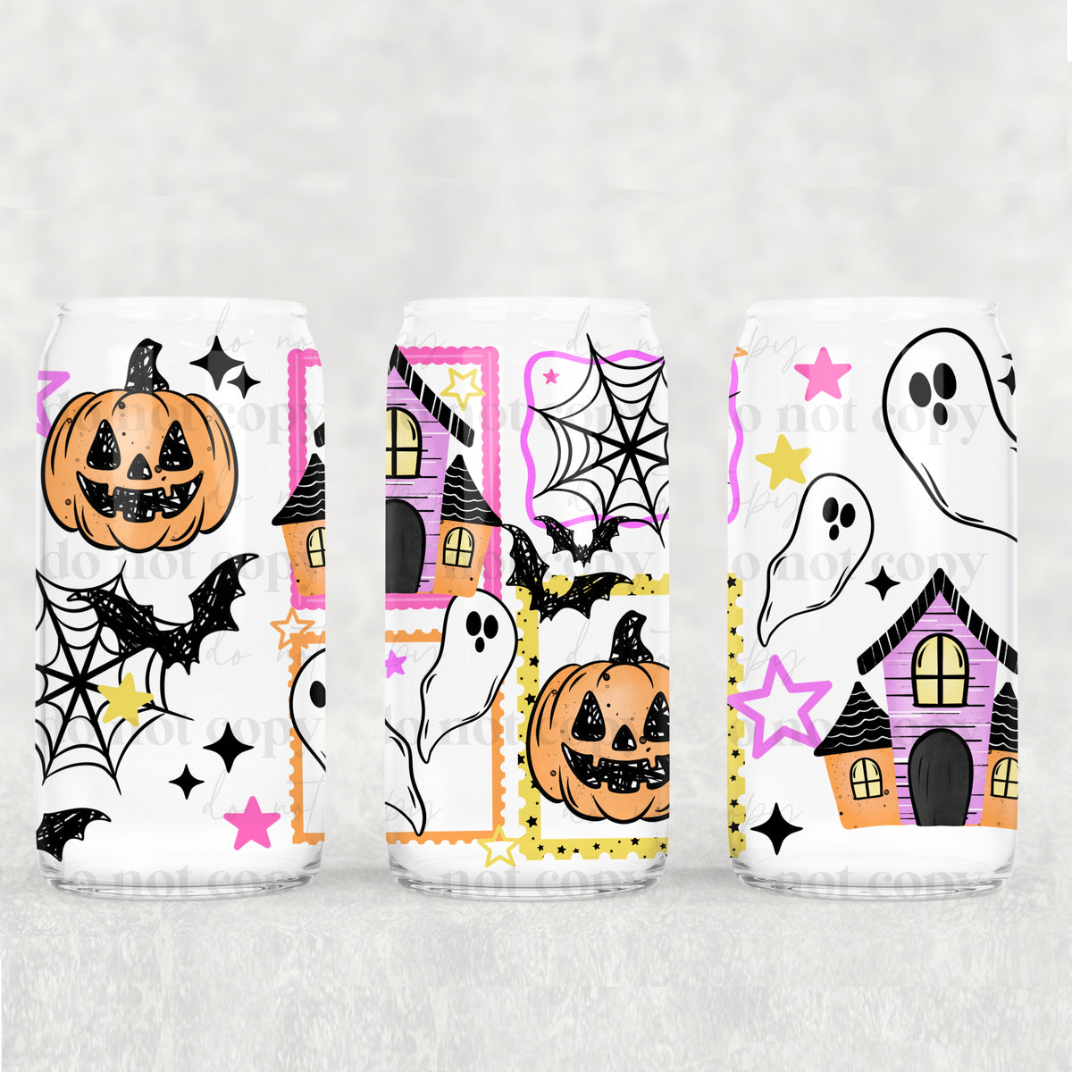 Colorful haunted house stamps (CSC) UV DTF WRAP