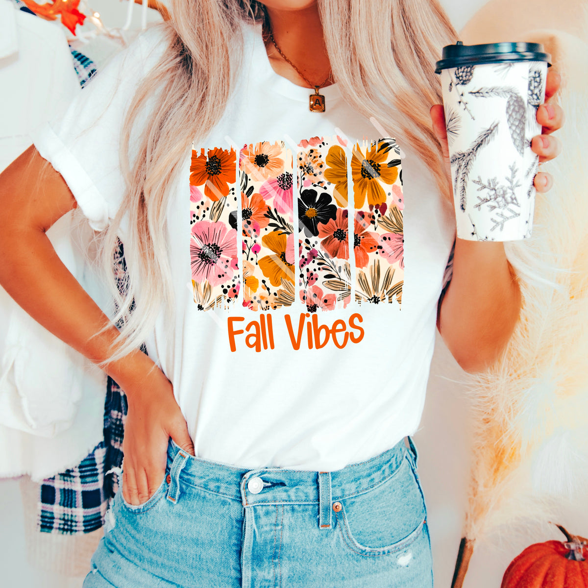 Fall Vibes Floral Brushstroke 110940 DTF transfer