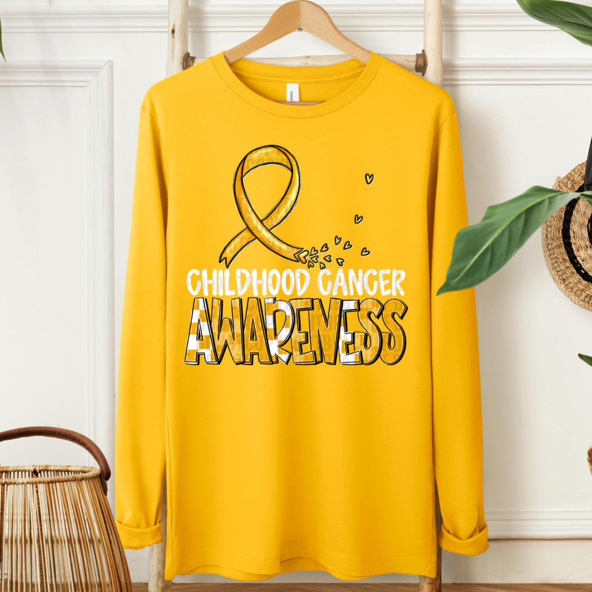 Childhood cancer awareness ribbon WHITE FONT (SDD) 107741 DTF transfer