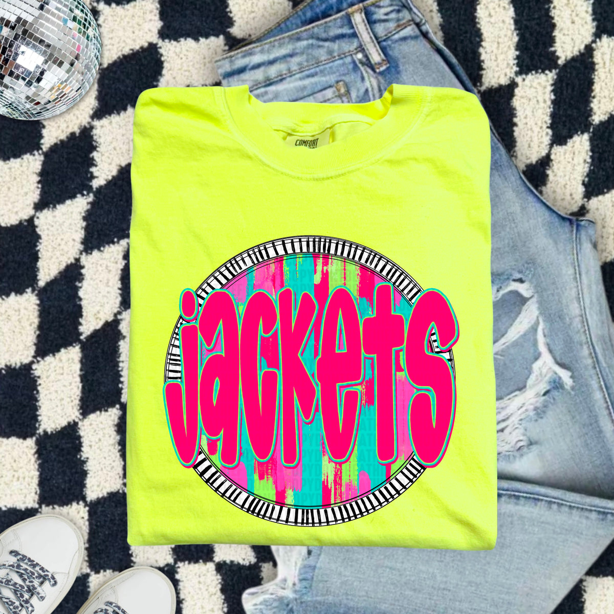 Jackets pink font circle 103910 DTF transfer