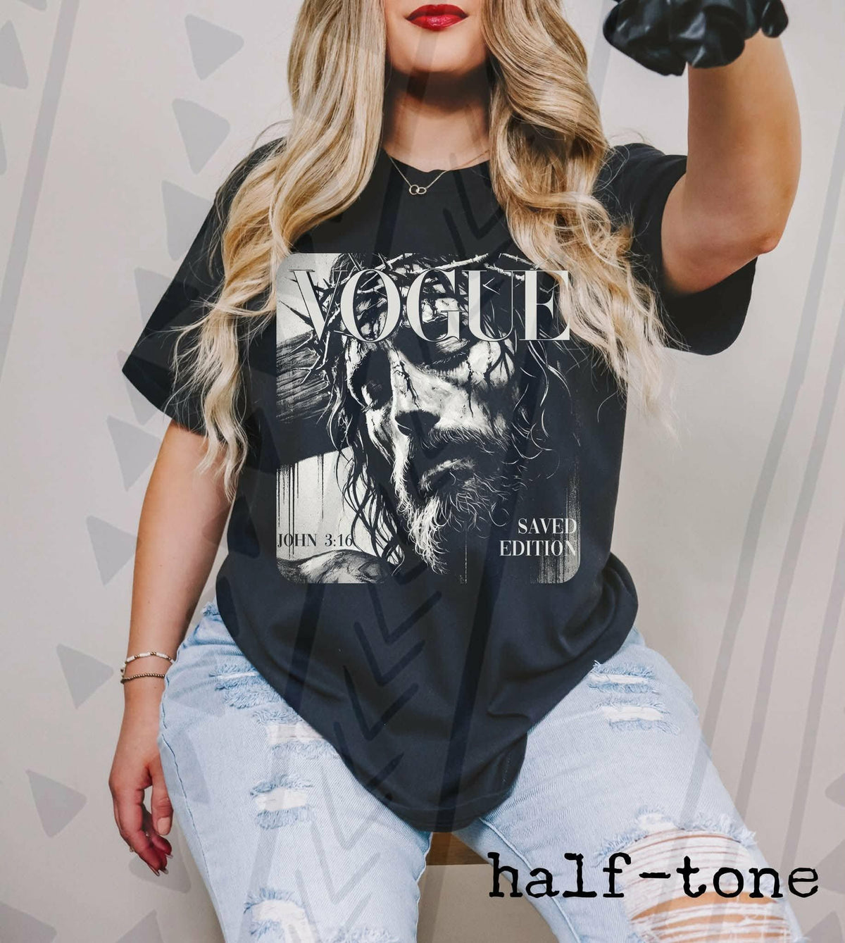Halftone V jesus (Tgg) DTF Transfer