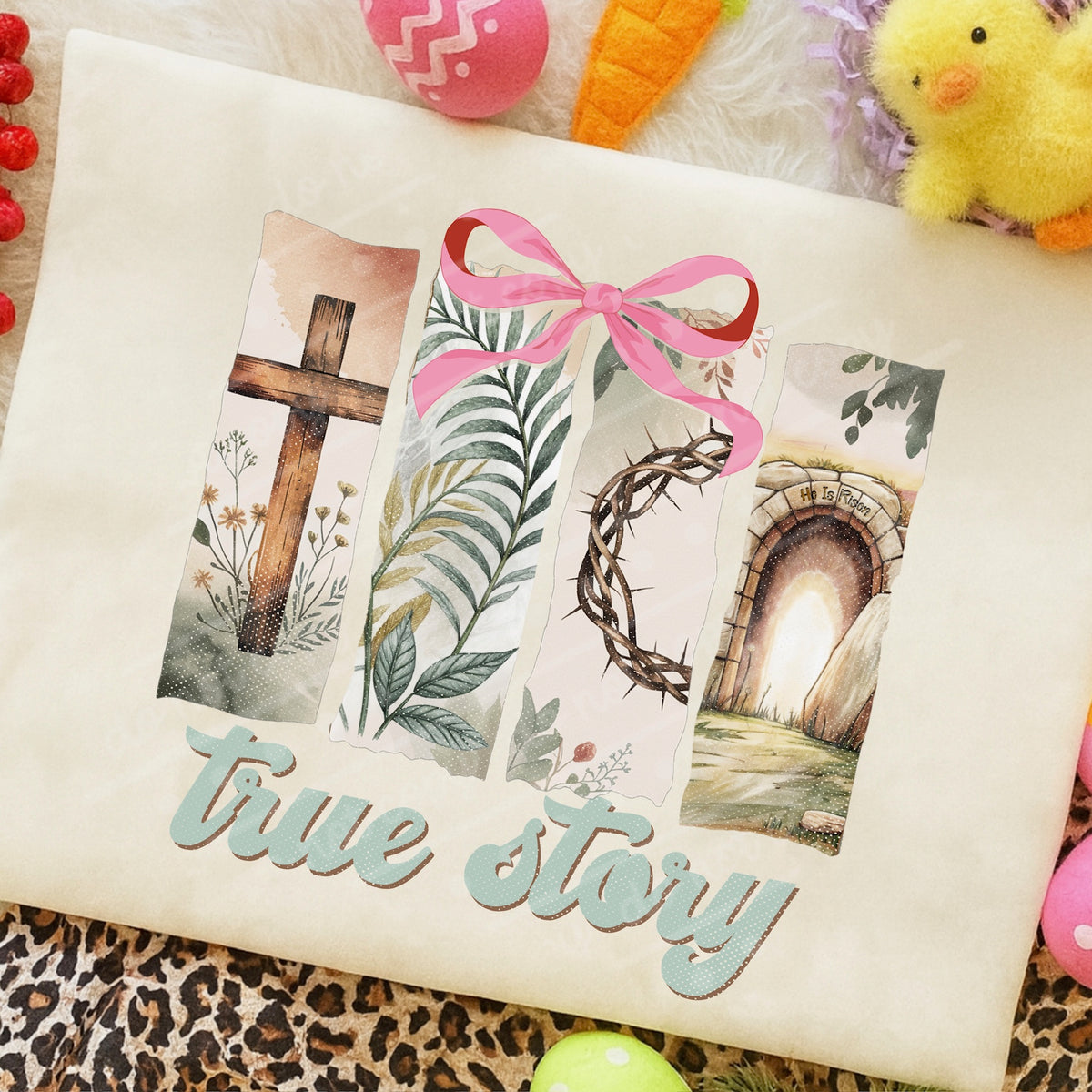 True story brushstrokes and pink bow DTF Transfer
