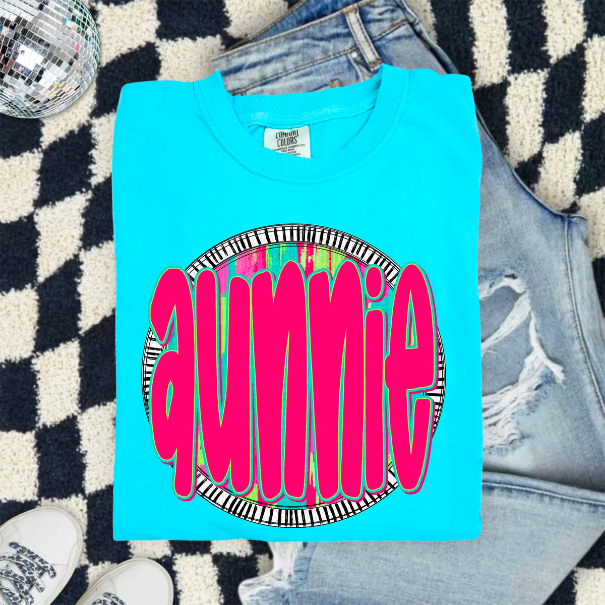 Aunnie pink font circle 103914 DTF transfer