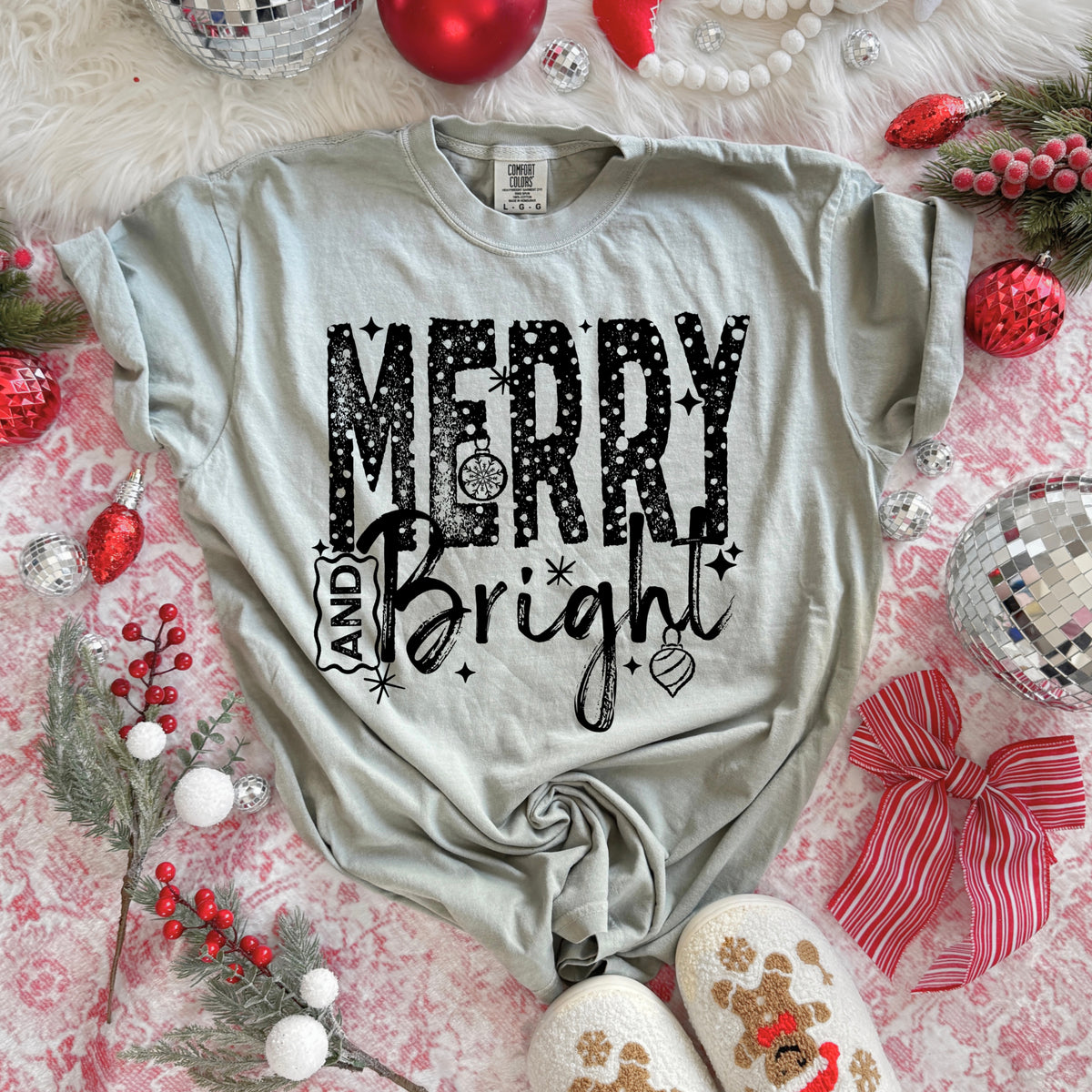 Merry and bright (black) (CSC) DTF Transfer