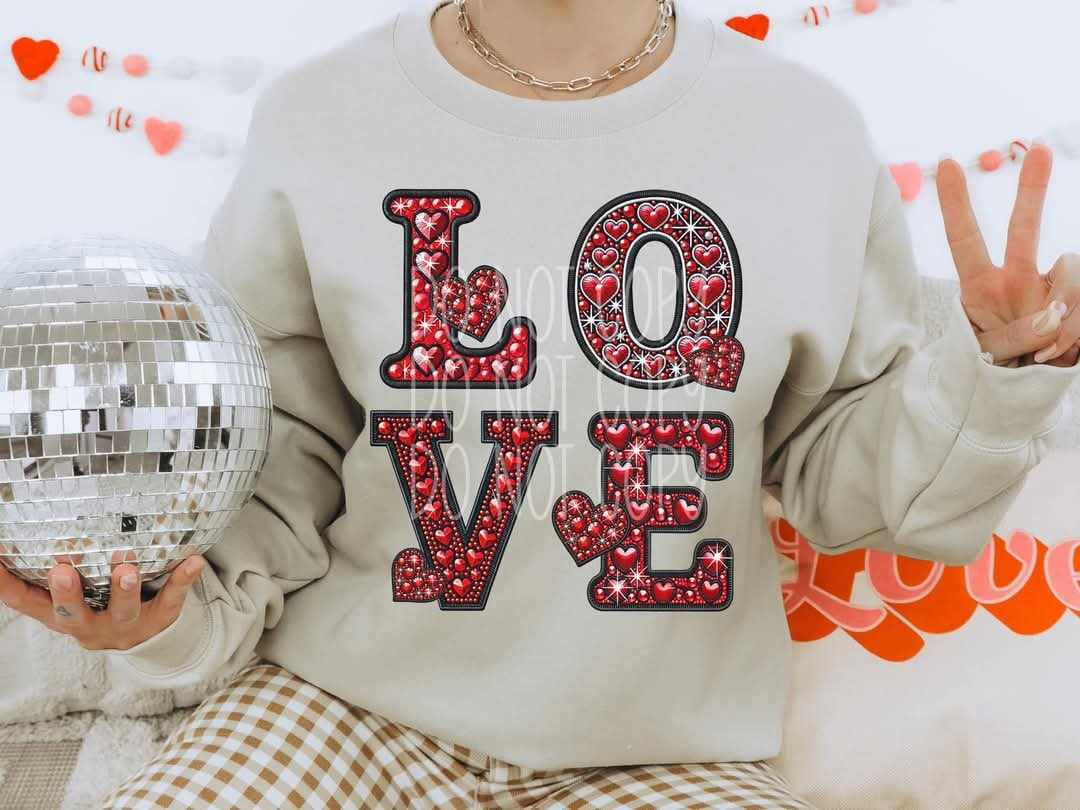 Love red rhinestone (PH) 75671 DTF transfer