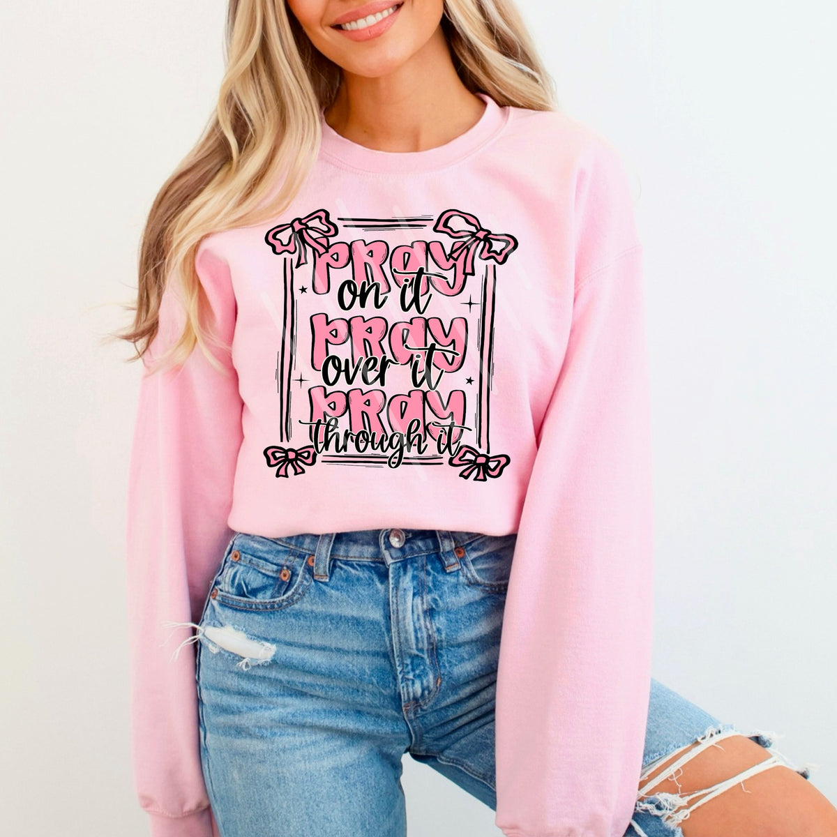Pray On It Pink Bow Frame scarlow 110191 DTF transfer