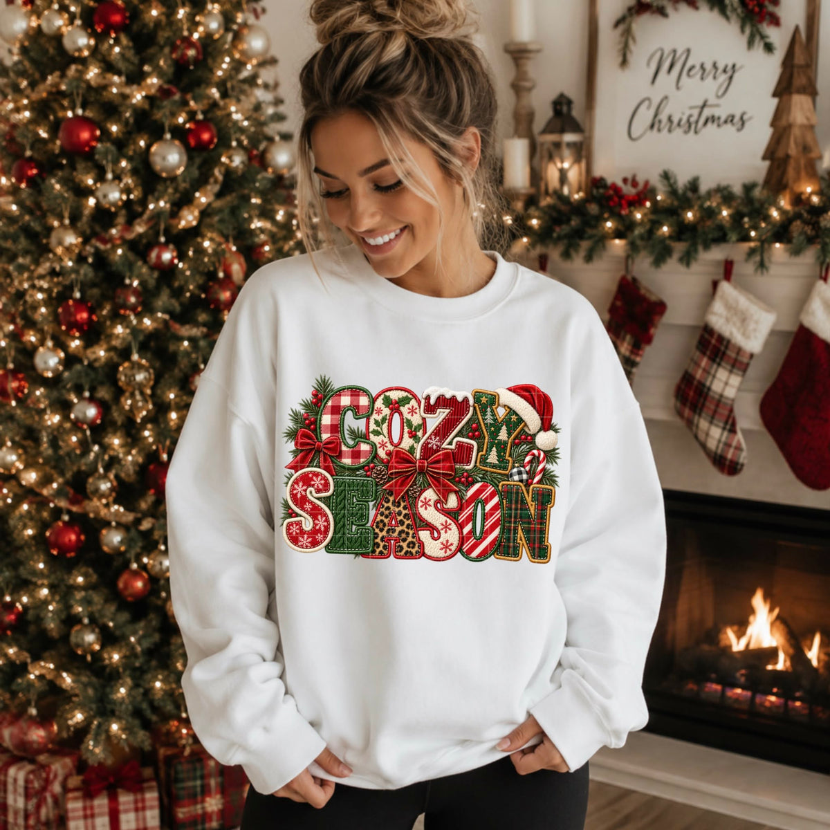 Cozy season Christmas fabric print (SDD) DTF Transfer
