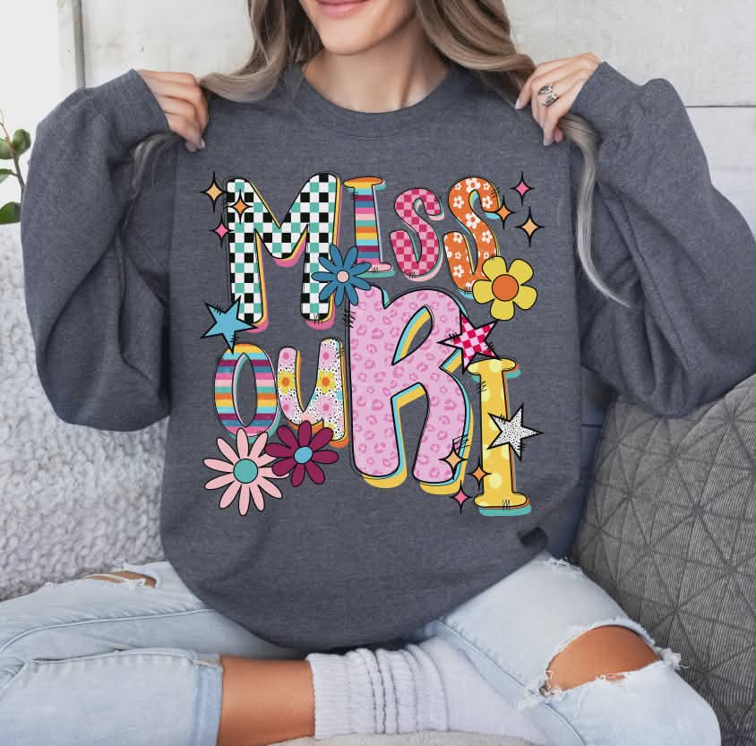 Missouri colorful stars and flowers (S&G) DTF Transfer
