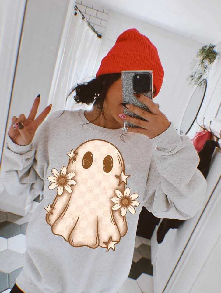 Ghost with daisies (LYTTLE) DTF transfer