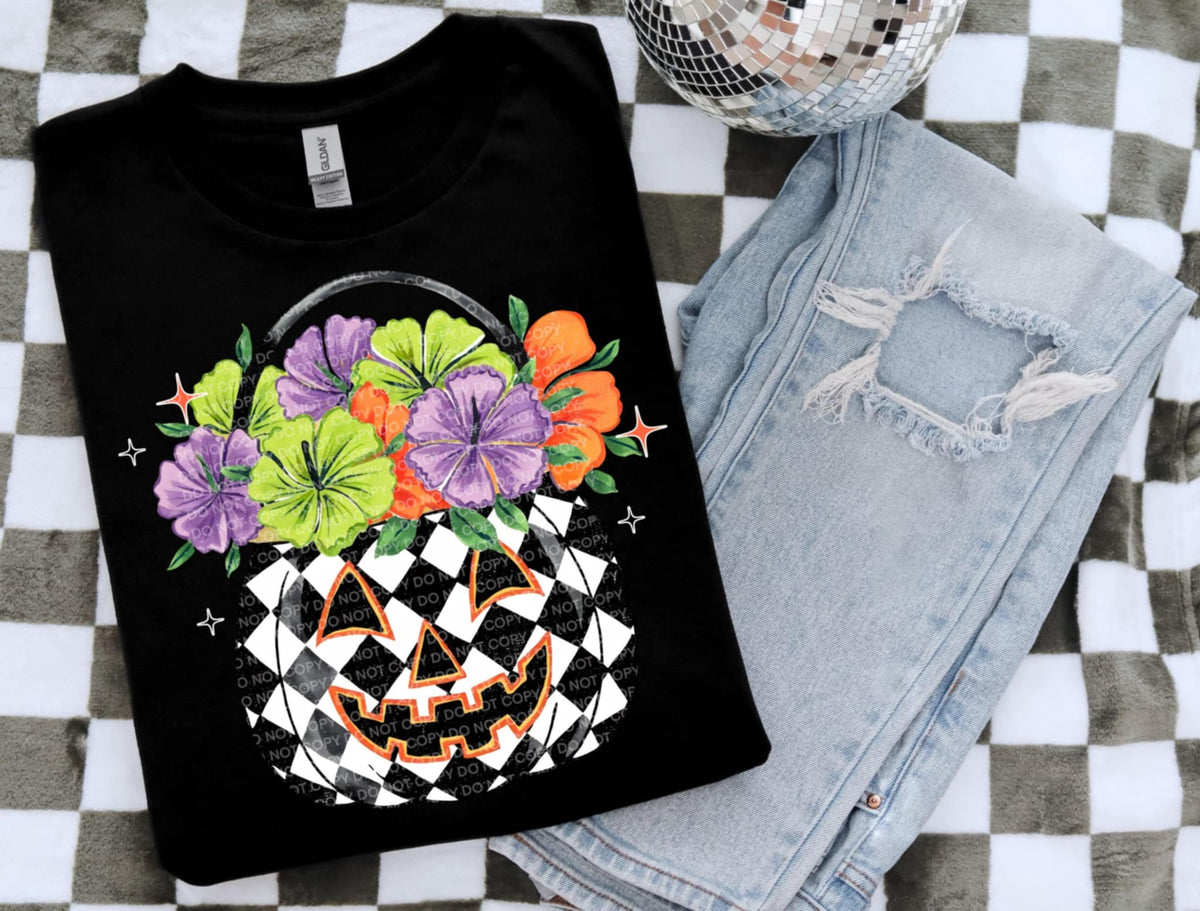 Floral Checker Ghost Bucket SCG DTF transfer