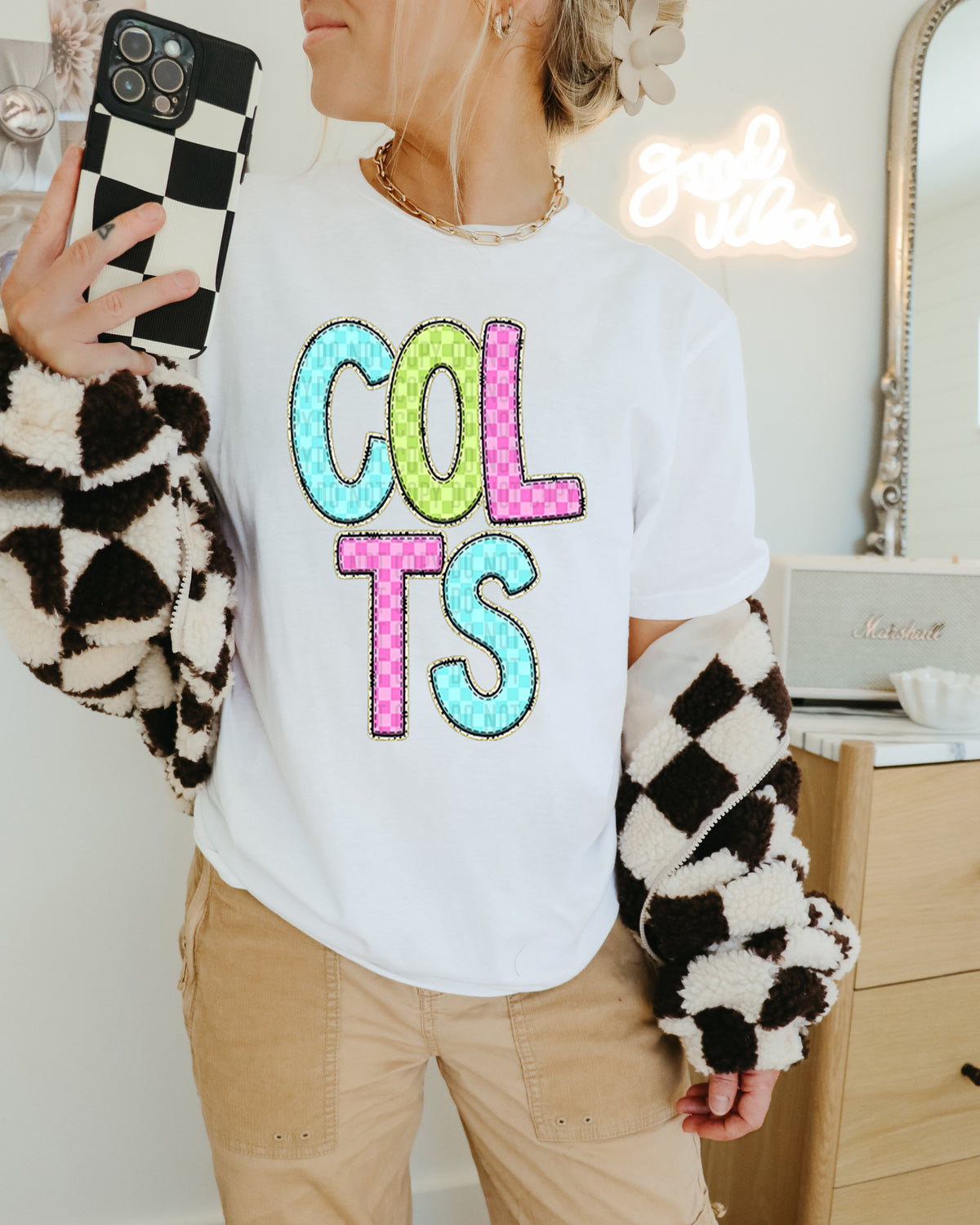 Colts Colorful Checkered (caplinger) DTF transfer