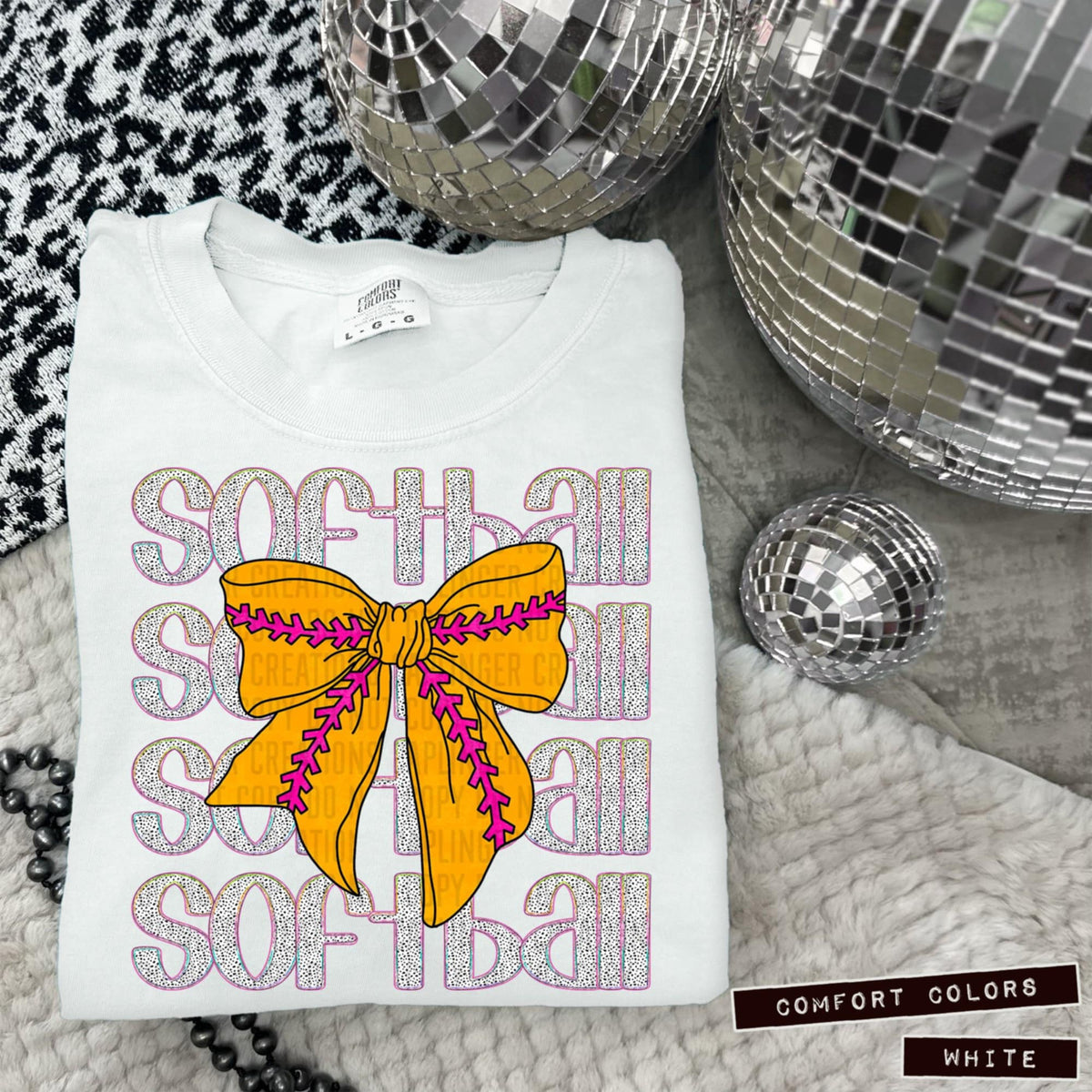 Softball stacked polka dot filled 95934 DTF transfer