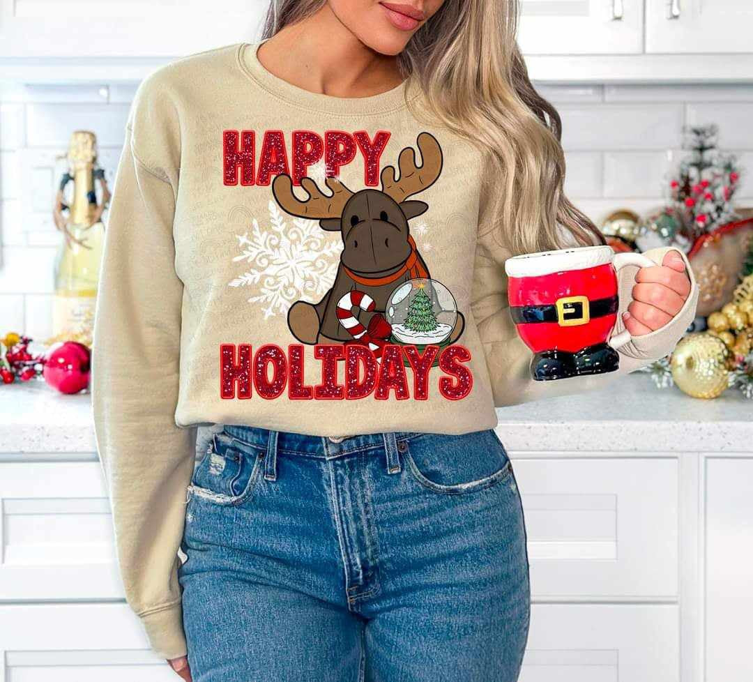 Happy holidays moose (DDD) 65016 DTF transfer