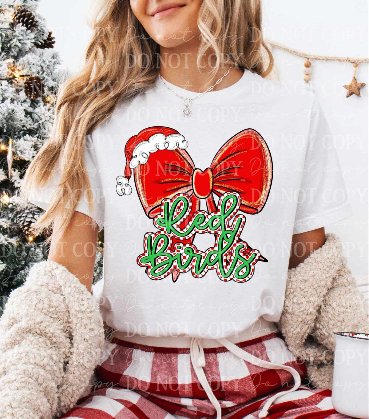 Red birds Christmas bow (C’s) 65921 DTF transfer