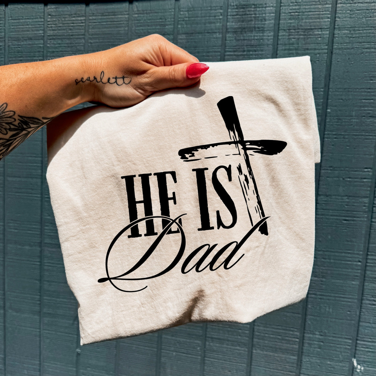 He is dad cross (black) DTF Transfer