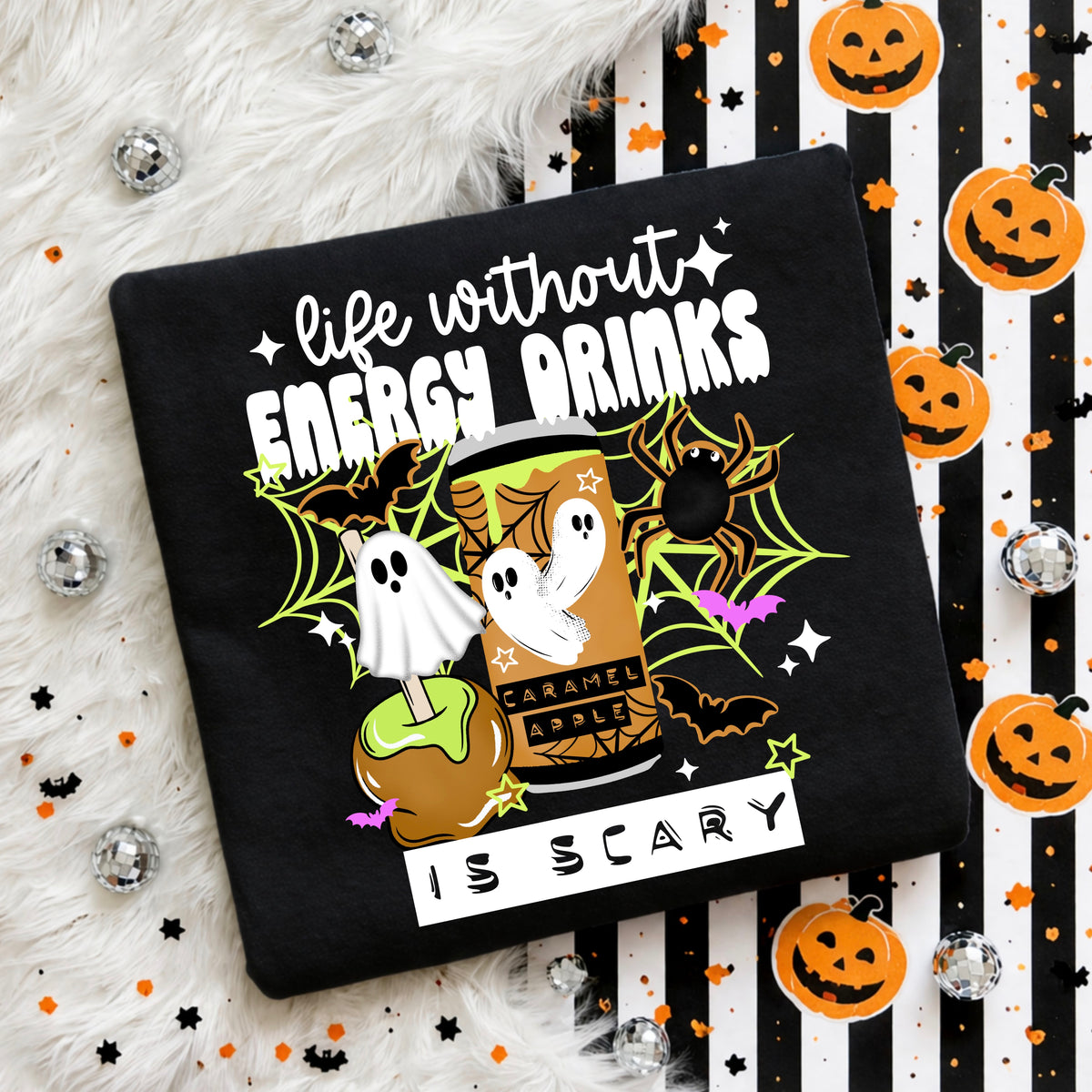 Life without energy drinks is scary white (CSC) DTF Transfer