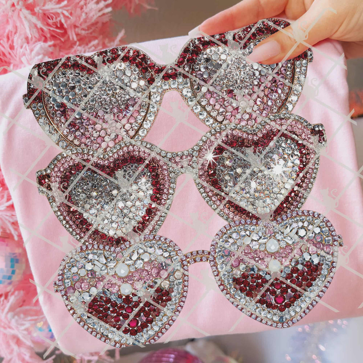 Faux Rhinestone heart sunglasses (TGG) DTF Transfer