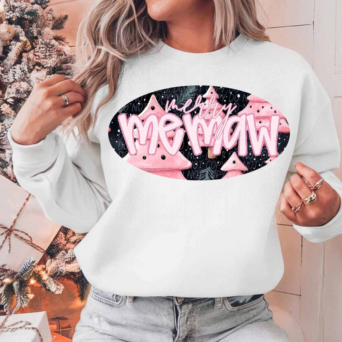 Merry memaw pink trees (CITY) 62321 DTF transfer