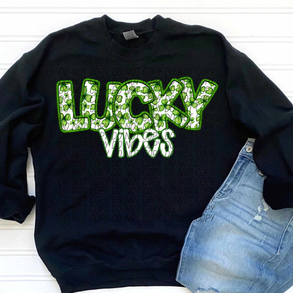Lucky vibes clover embroidery (CITY) 85097 DTF transfer