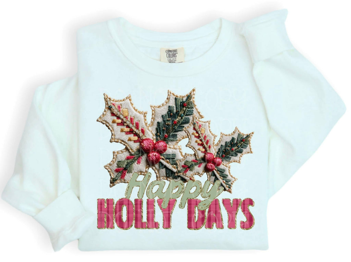 Happy Holidays holly (C’s) DTF Transfer