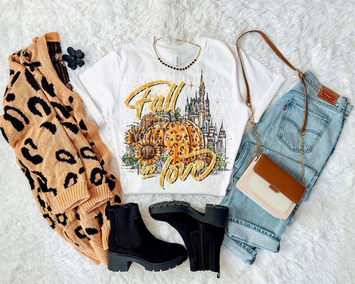 Fall In Love Sunflower Pumpkin Castle SSD DTF transfer