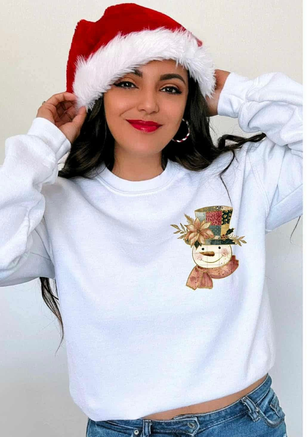 Let it Snow Snowman gold patchwork POCKET (PH) DTF transfer