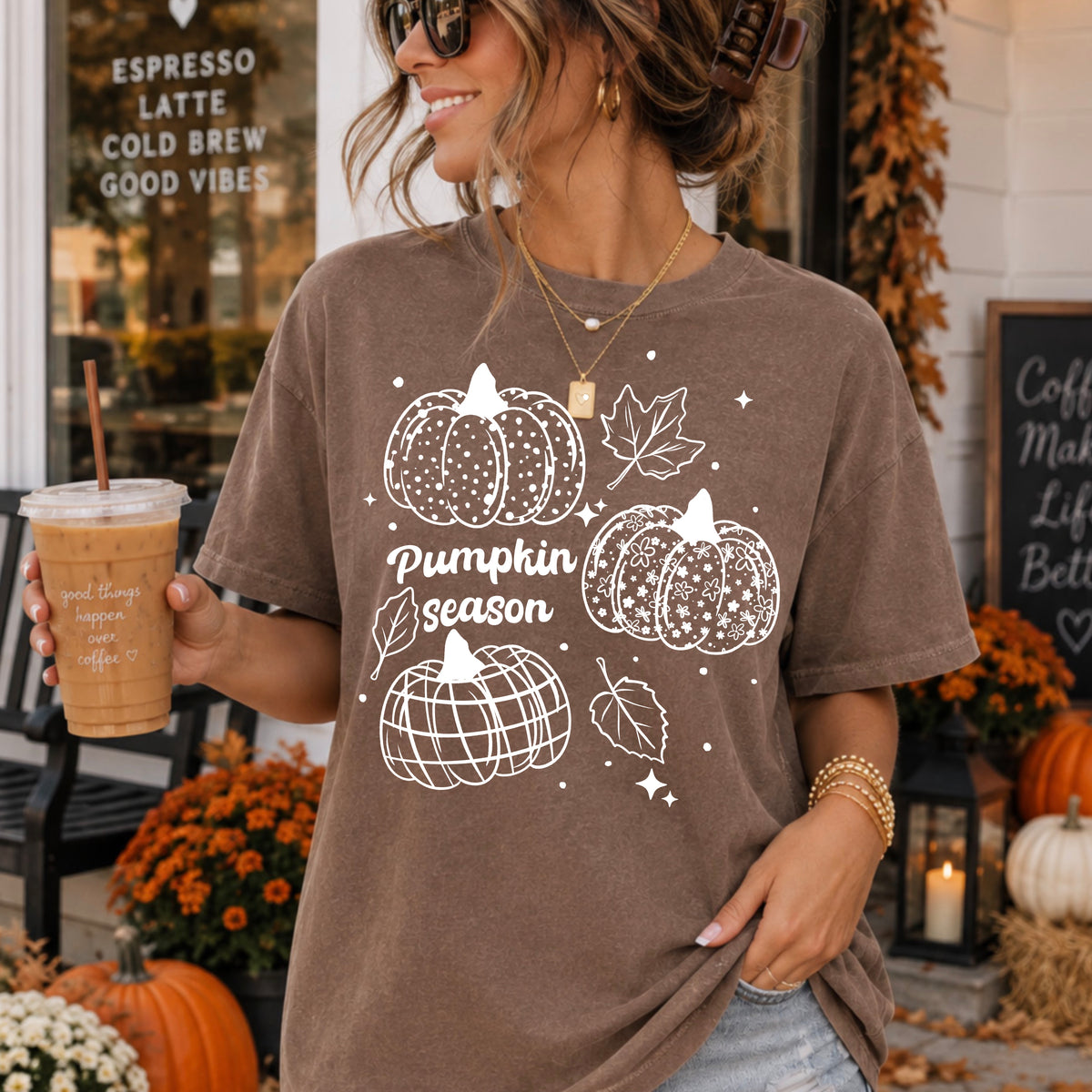Pattern pumpkins white (CSC) DTF Transfer