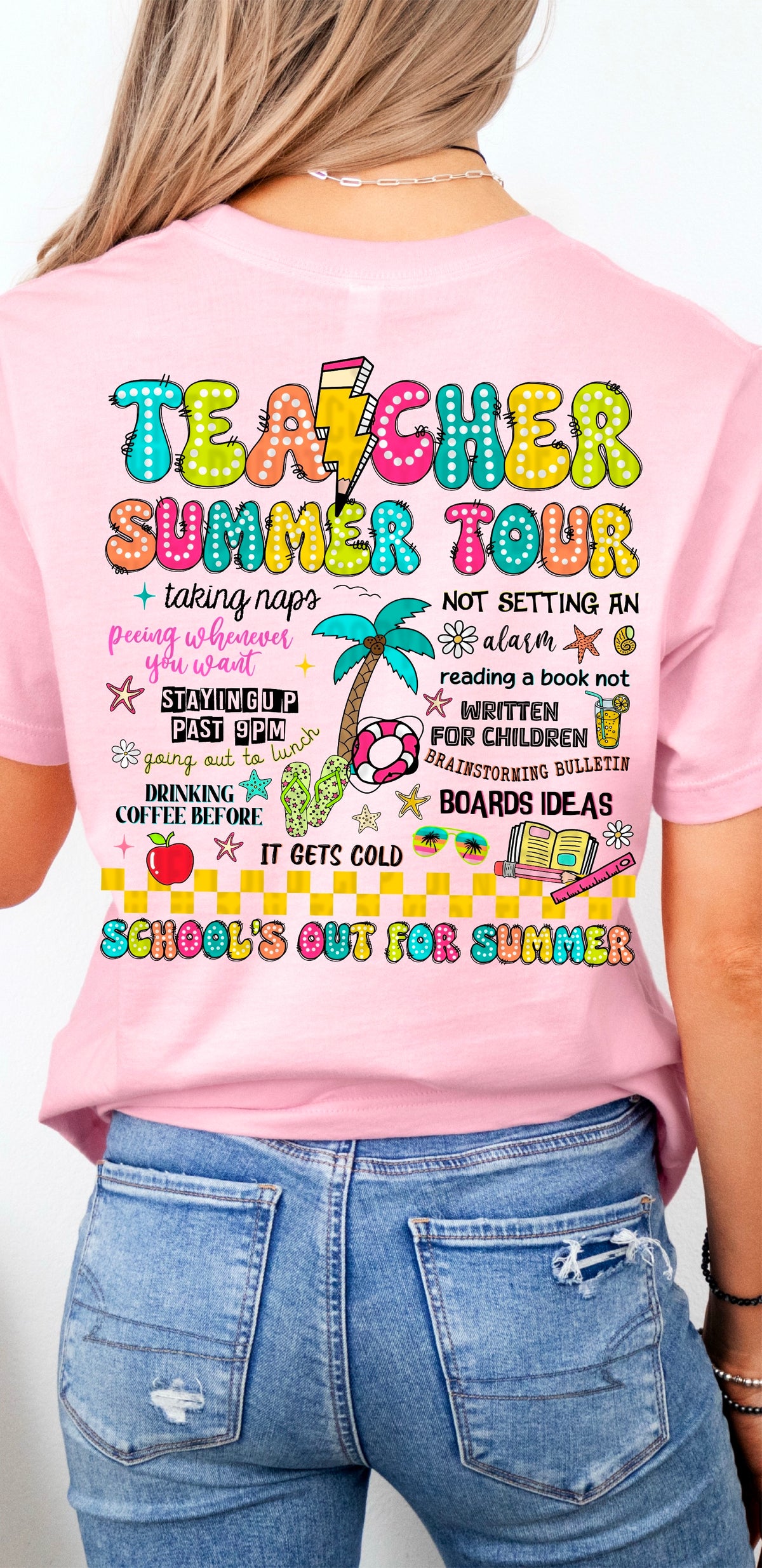 Teacher summer tour black font 100132 DTF transfer